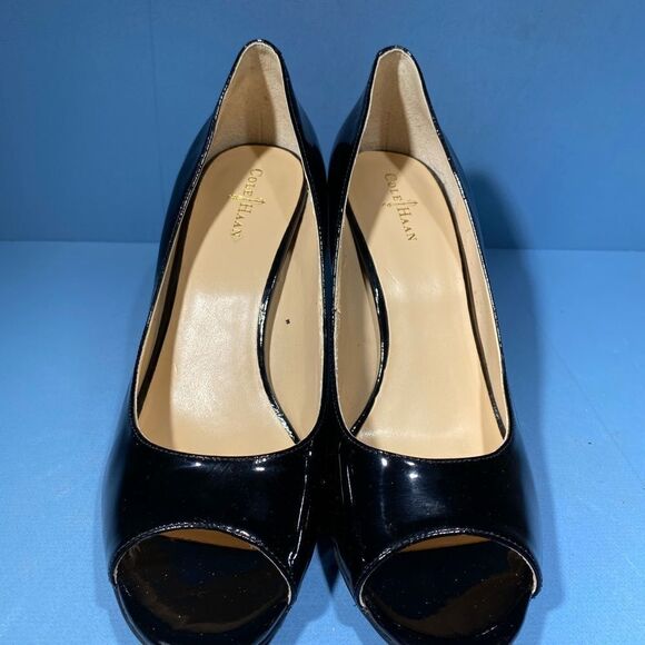Cole Haan Women's Black Peep Toe Heels - Picture 4 of 8